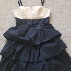BCBG Tuxedo style ruffled cocktail dress